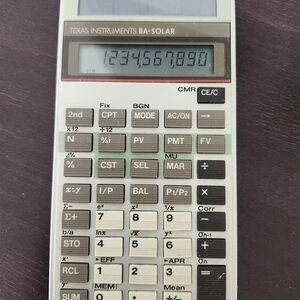 Texas Instruments BA-Solar Financial Calculator - White & Gray